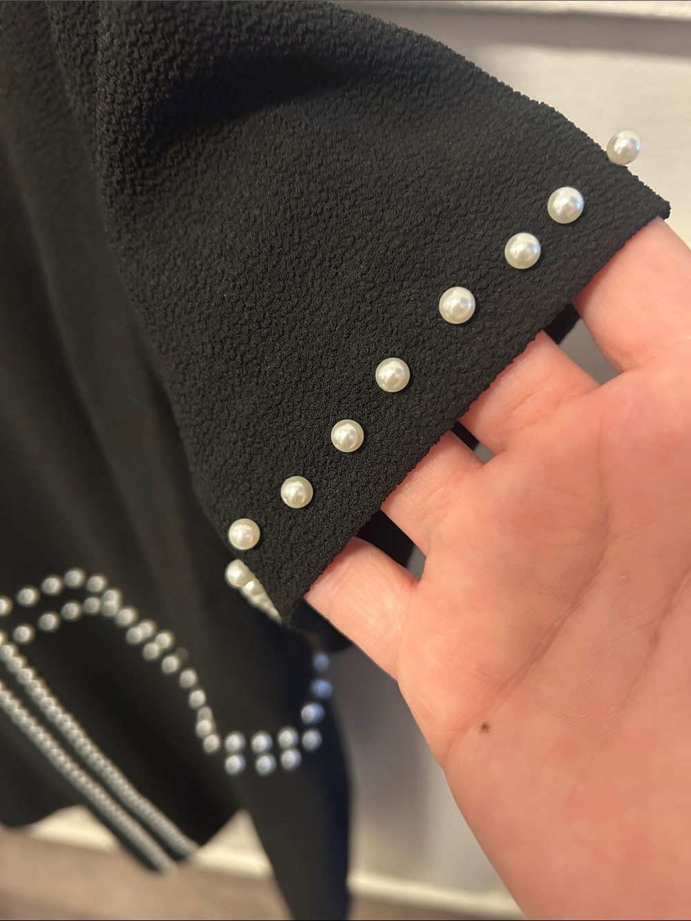 Karl Lagerfeld Black Mini Dress with pearl Stud Trim. PTP 22 size 16. NWT
38 L - Picture 4 of 10